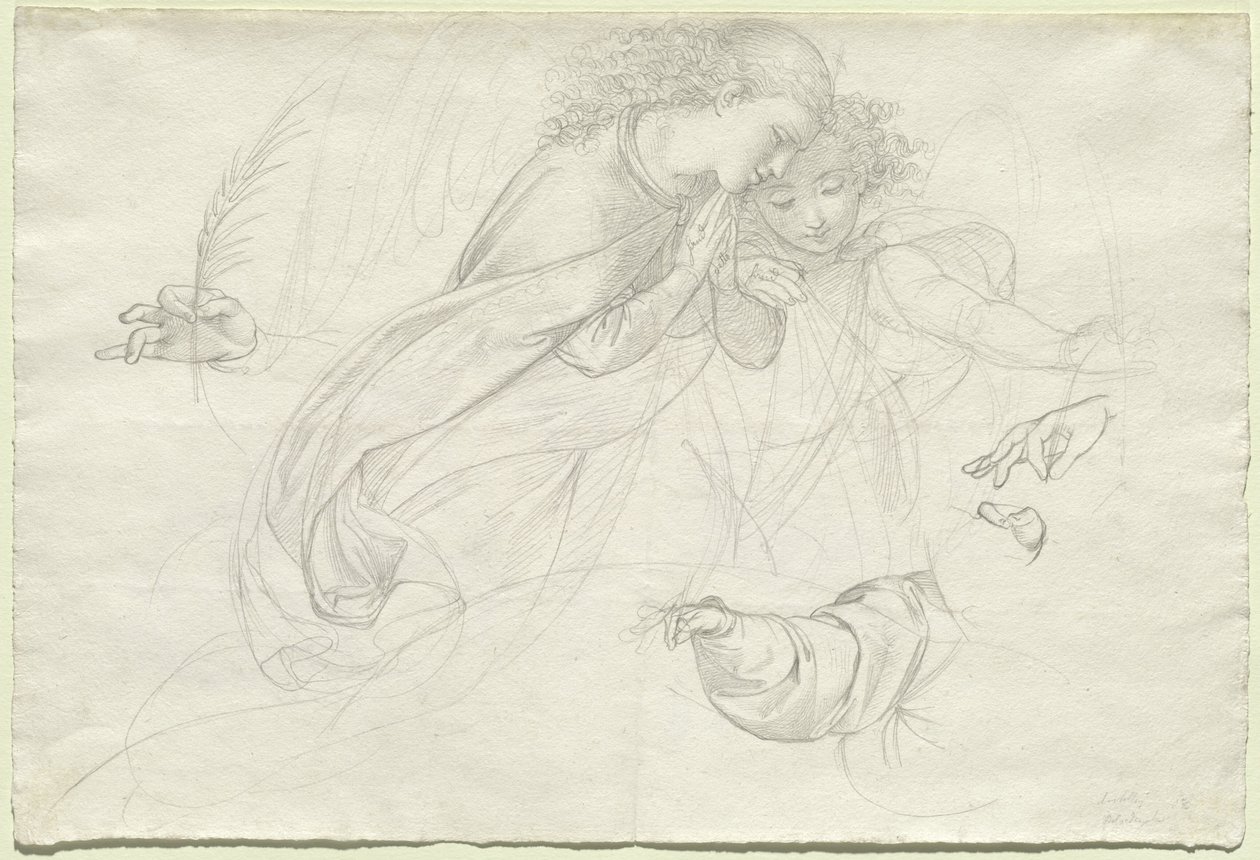 Két gyászoló angyal (fordítva) alkotó: Johann Evangelist Scheffer von Leonhardshoff