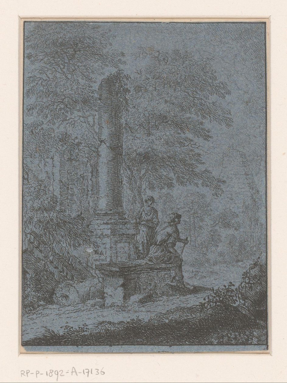 Táj romokkal és két figurával alkotó: Johann Friedrich Alexander Thiele