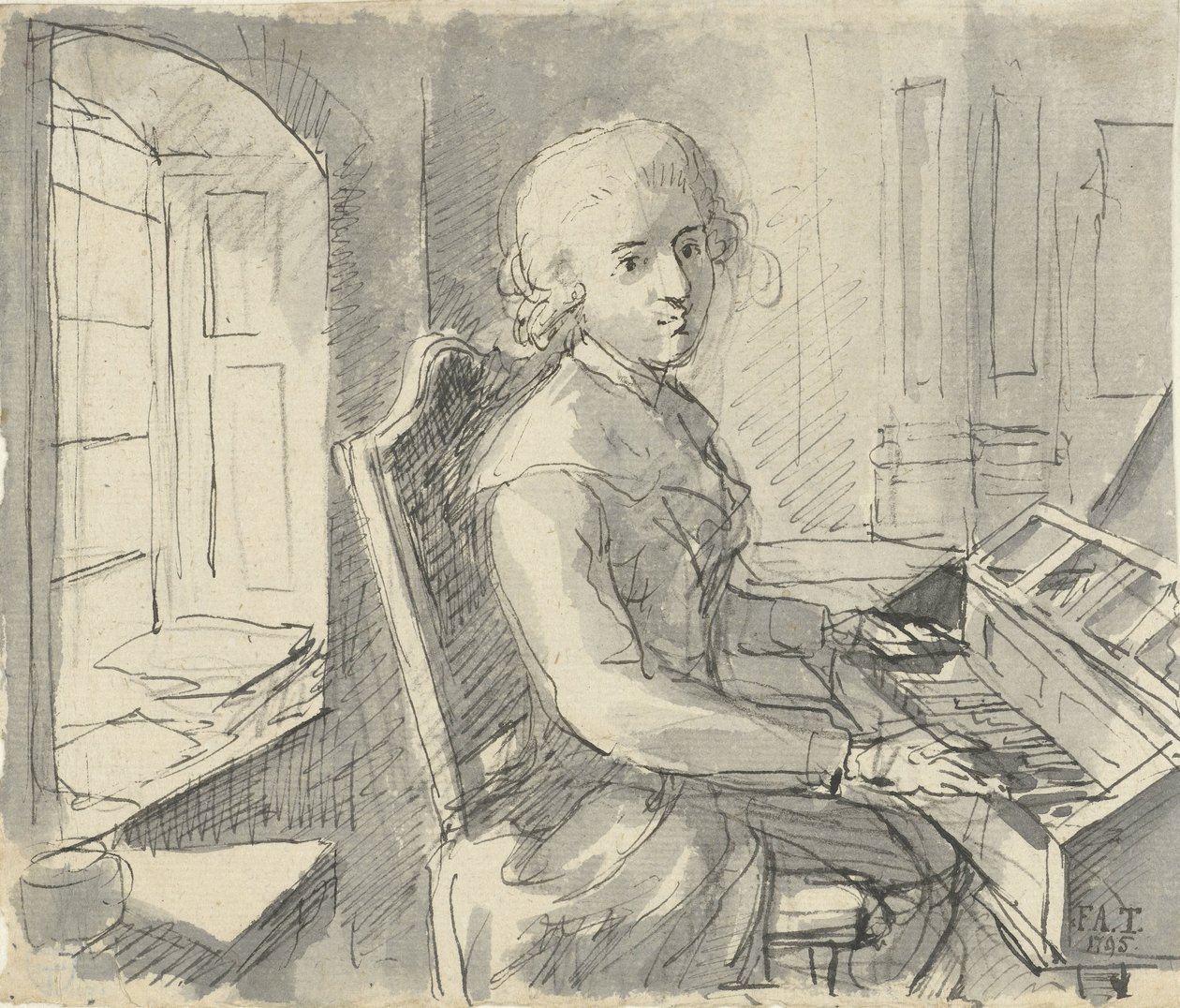 Egy zongorista ül a billentyűzetnél alkotó: Johann Friedrich August Tischbein