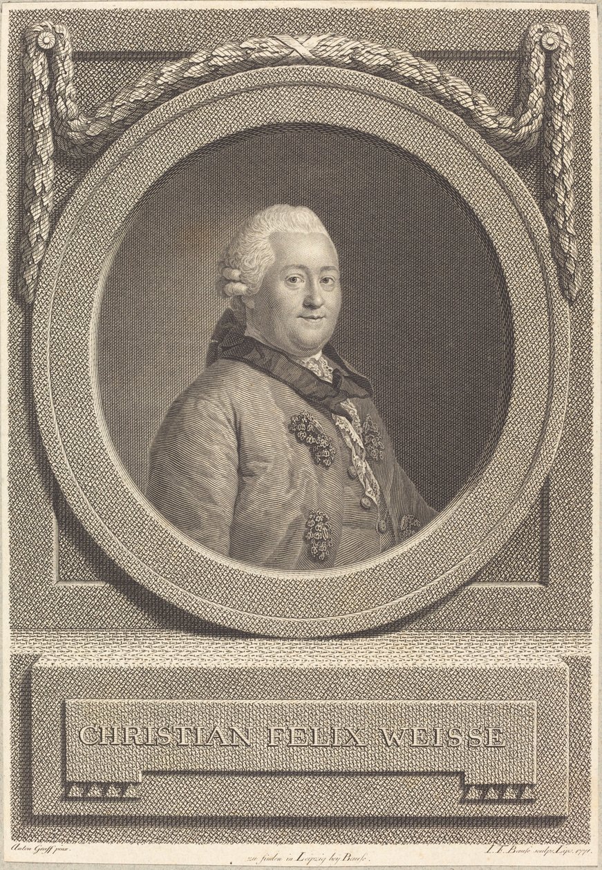Christian Weisse alkotó: Johann Friedrich Bause after Anton Graff