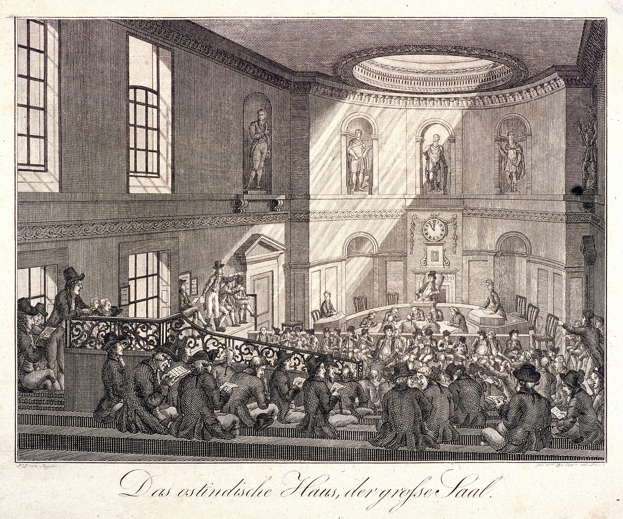 East India House, London, 1808 alkotó: Johann Friedrich Boettger