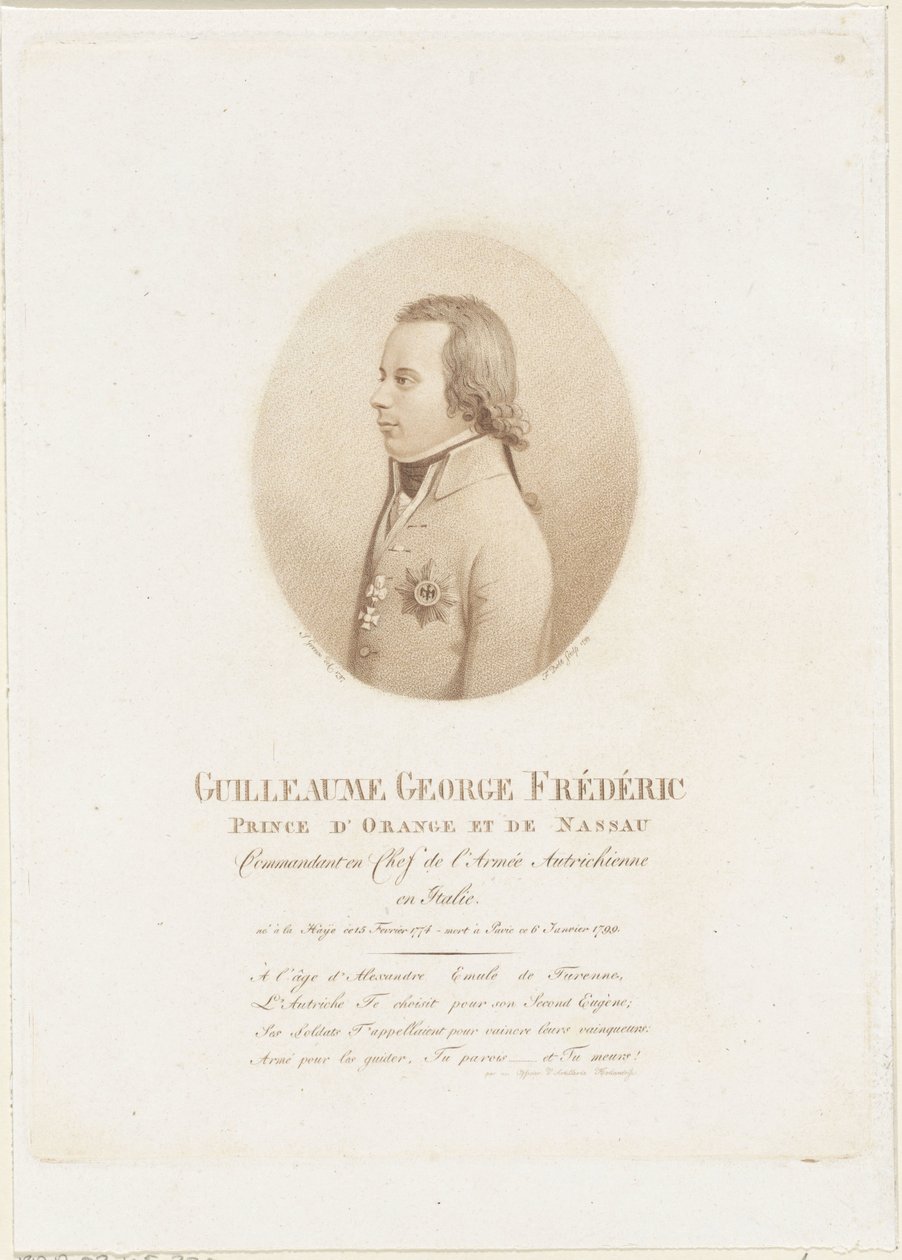 Frederik, Orange-Nassau hercegének portréja alkotó: Johann Friedrich Bolt