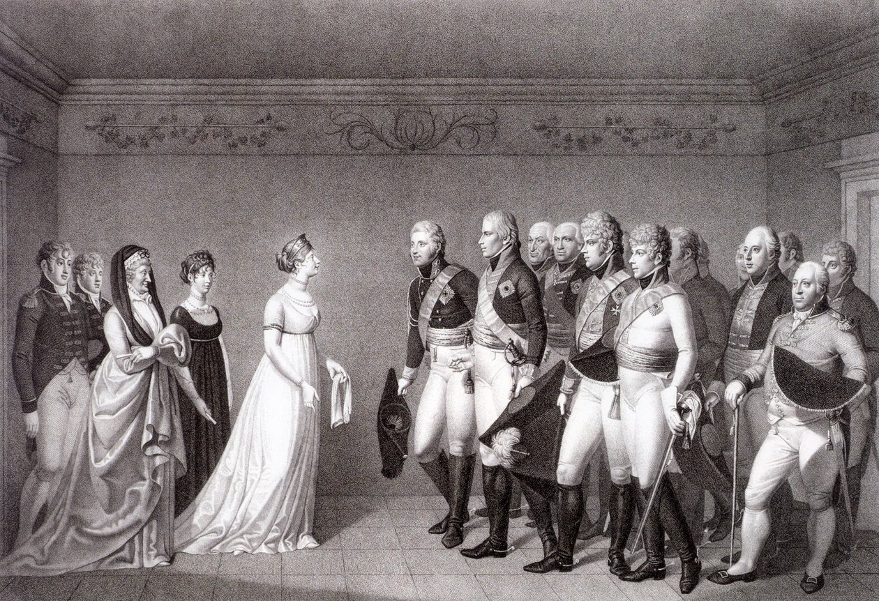 Luise poroszországi és Sándor orosz trónörökös találkozása Memelben, 1805 alkotó: Johann Friedrich Bolt