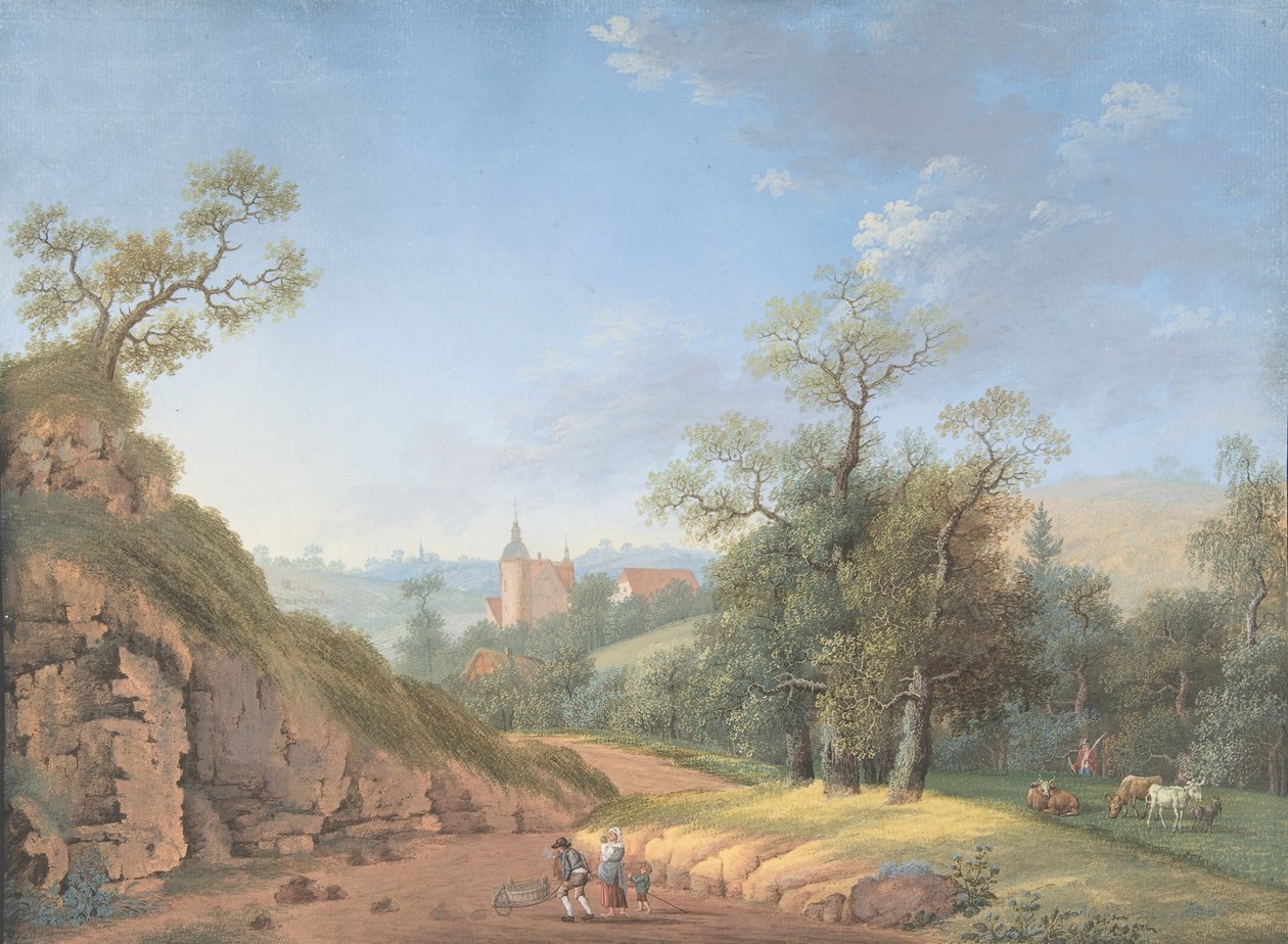 Parasztcsalád tájban, XVIII. század vége-XIX. alkotó: Johann Friedrich Nagel