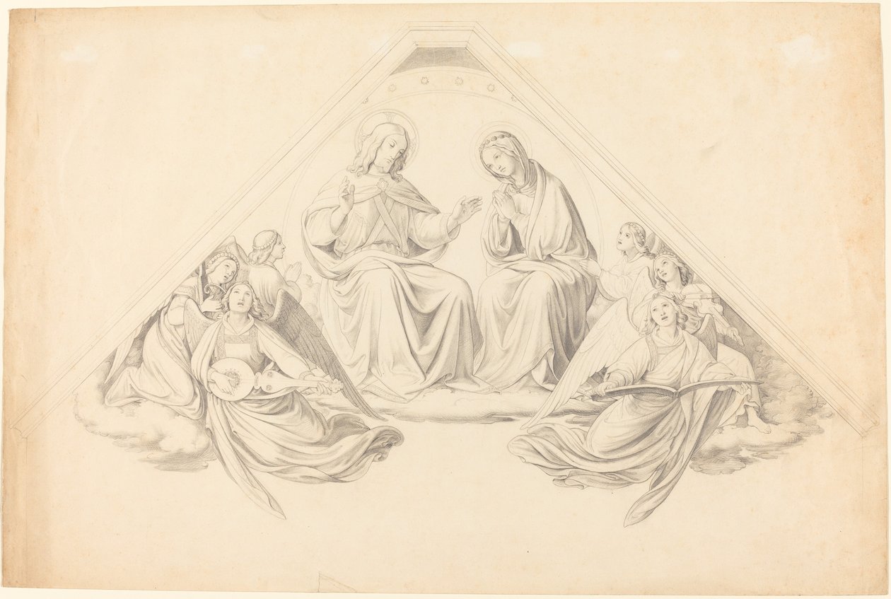 Krisztus és a Szűz muzsikáló angyalokkal alkotó: Johann Friedrich Overbeck