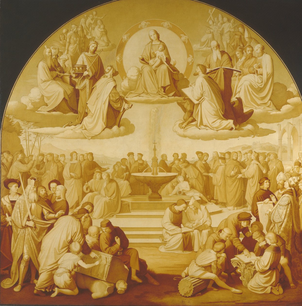 A vallás diadala a művészetekben, 1829 és 1840 között. alkotó: Johann Friedrich Overbeck