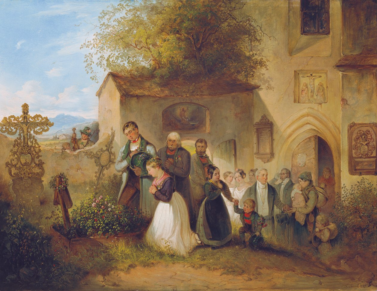 A temetőben ("A menyasszony a sírnál") alkotó: Johann Friedrich Treml