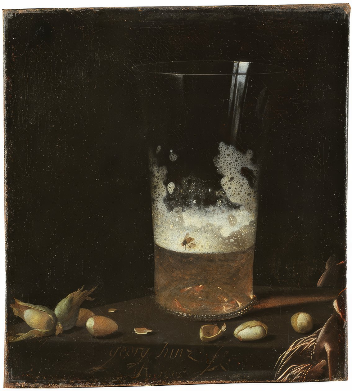Csendélet söröspohárral és dióval alkotó: Johann Georg Hainz
