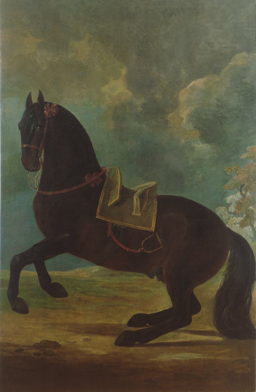 A Bay Stallion spanyol nyereggel alkotó: Johann Georg Hamilton