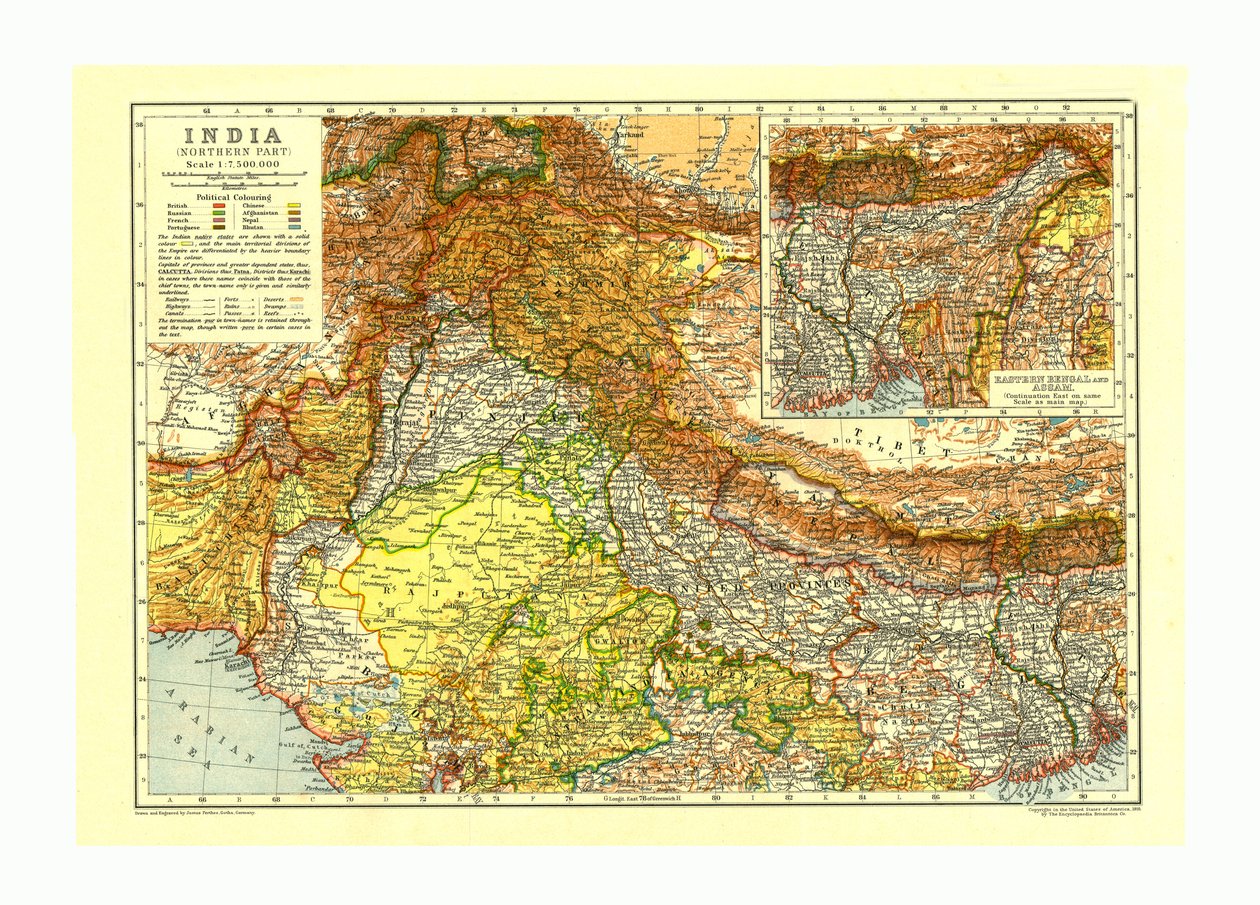 India északi részének térképe, 1910 alkotó: Johann Georg Justus Perthes