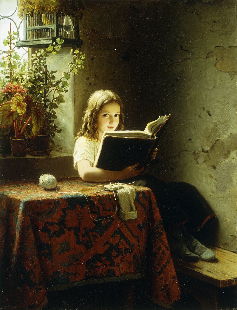 Olvasó lány; Az olvasó lány, 1871 alkotó: Johann Georg Meyer