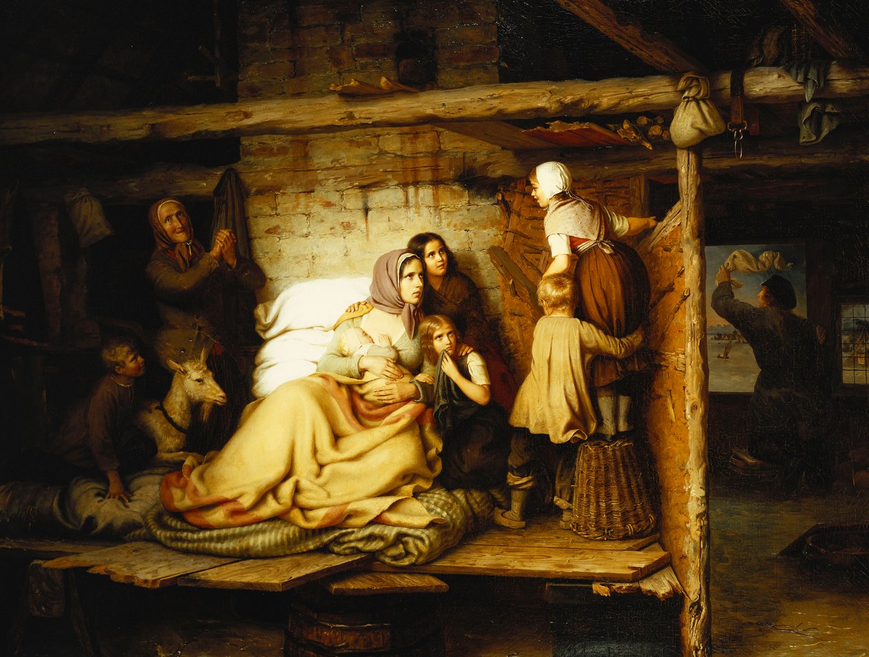 Az áradás; Die Uberschwemmten, 1846 alkotó: Johann Georg Meyer