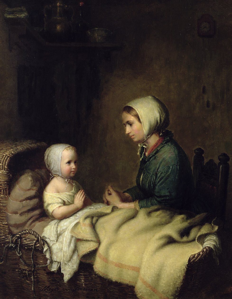Kislány imáit mondja az ágyban alkotó: Johann Georg Meyer von Bremen