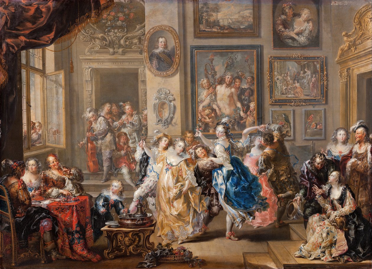 Táncjelenet palota belsejével alkotó: Johann Georg Platzer