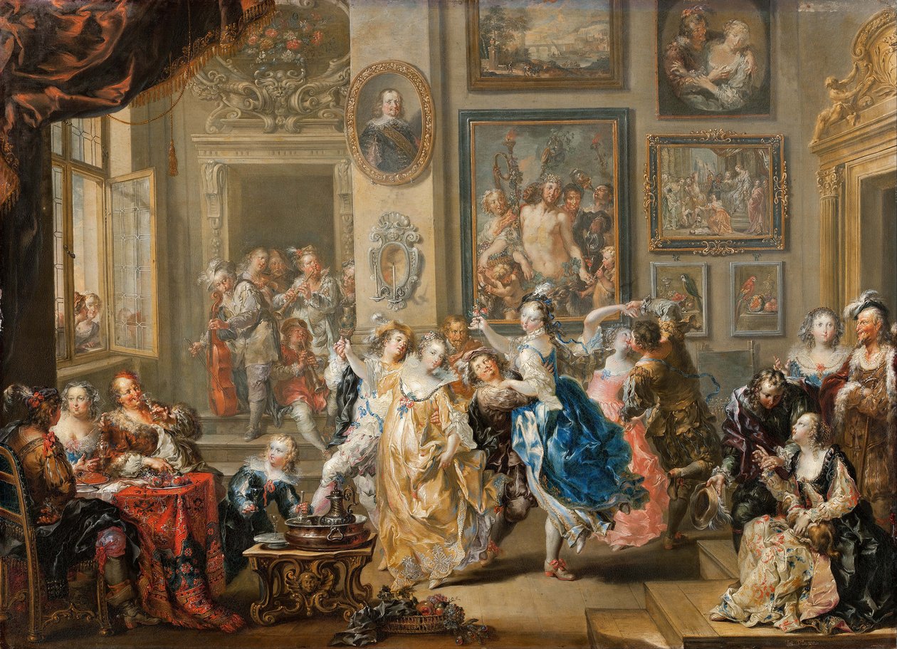 Táncjelenet a palota belsővel, 1731-1734. alkotó: Johann Georg Platzer