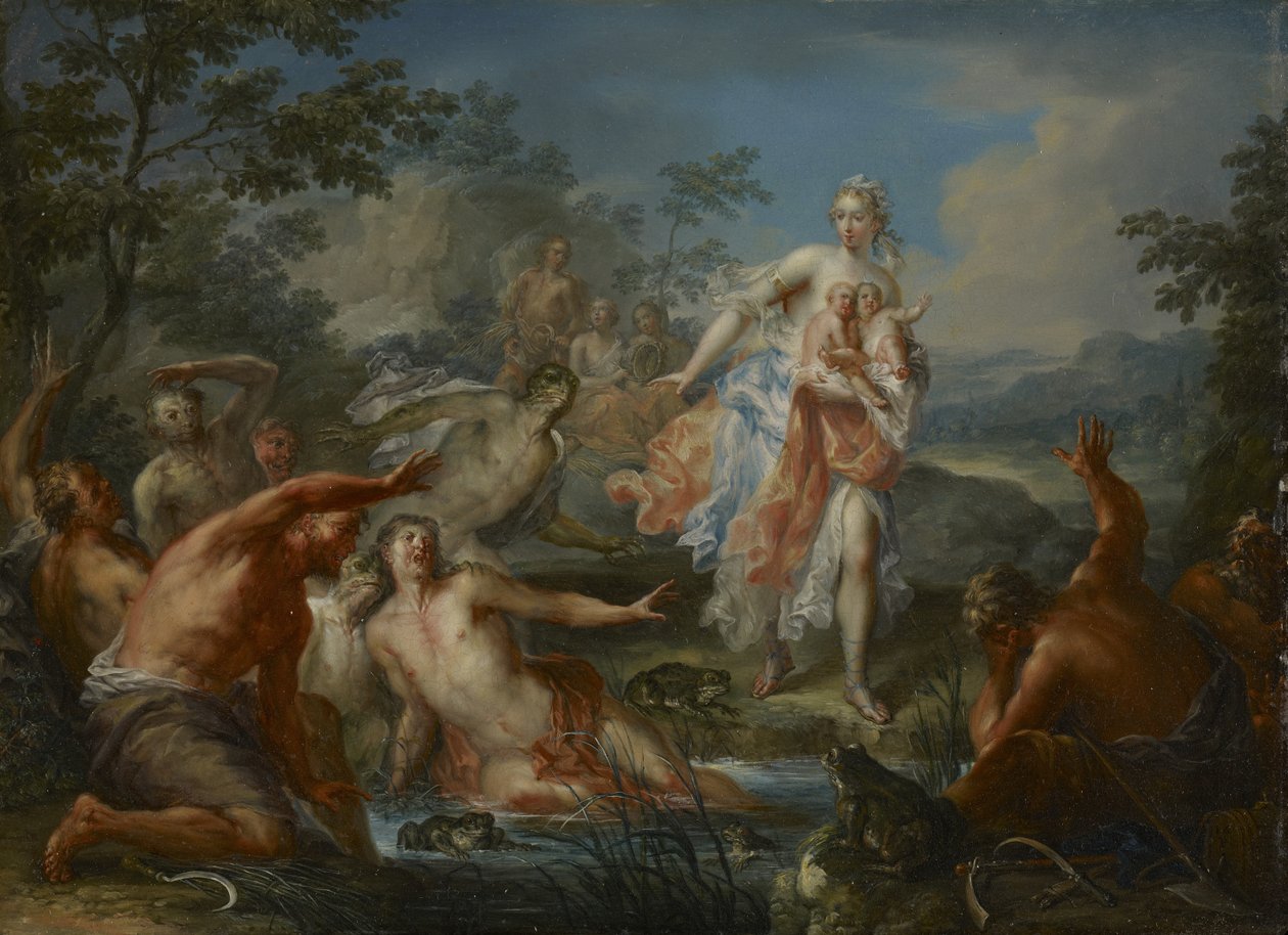 Latona A líciai parasztokat békává változtatja, 1730 körül (olaj, réz) alkotó: Johann Georg Platzer