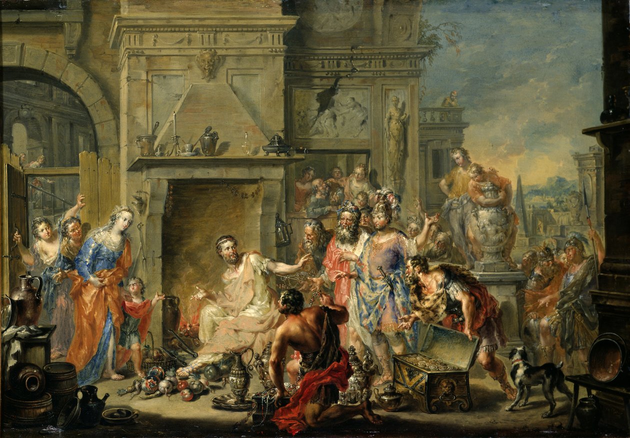 Manius Curius Dentatus megtagadja a samniták kenőpénzét alkotó: Johann Georg Platzer