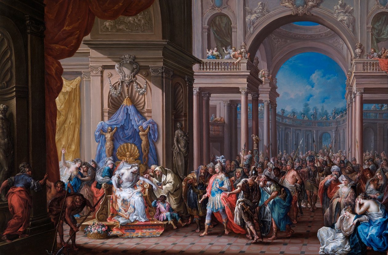 Kleopátra halála (olaj a rézre) alkotó: Johann Georg Platzer