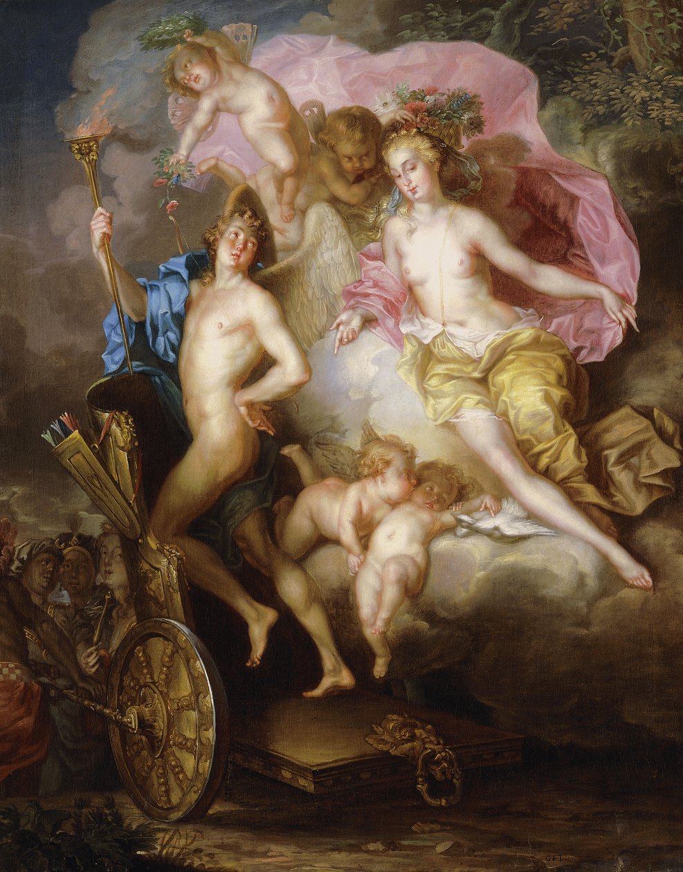 Vénusz és Ámor diadala Cupido szekerével, alkotó: Johann Georg Platzer