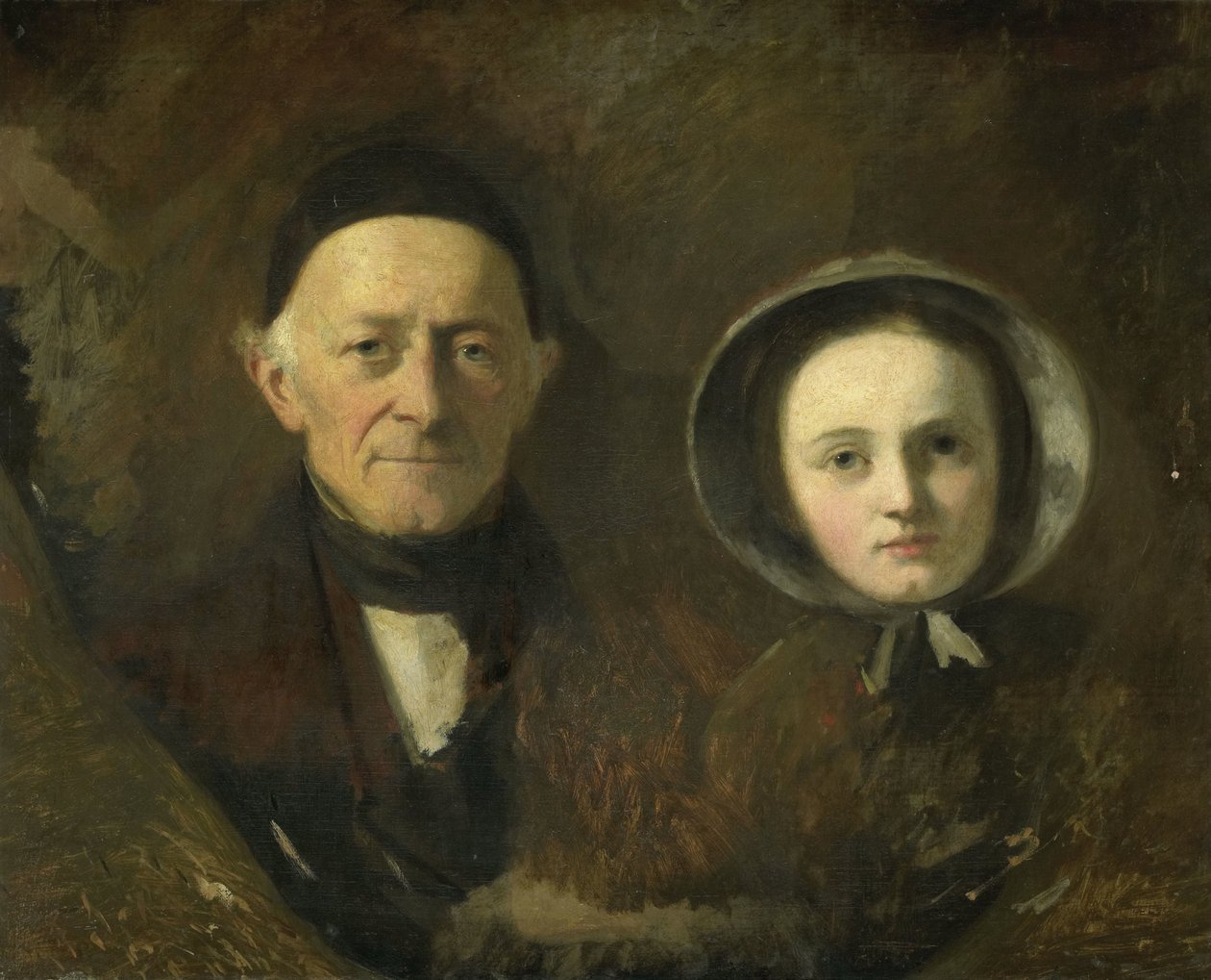 Johann Joseph Hermann, a művész apósának portréja unokájával, Ida Schwartzével, a művész legidősebb lányával alkotó: Johann Georg Schwartze