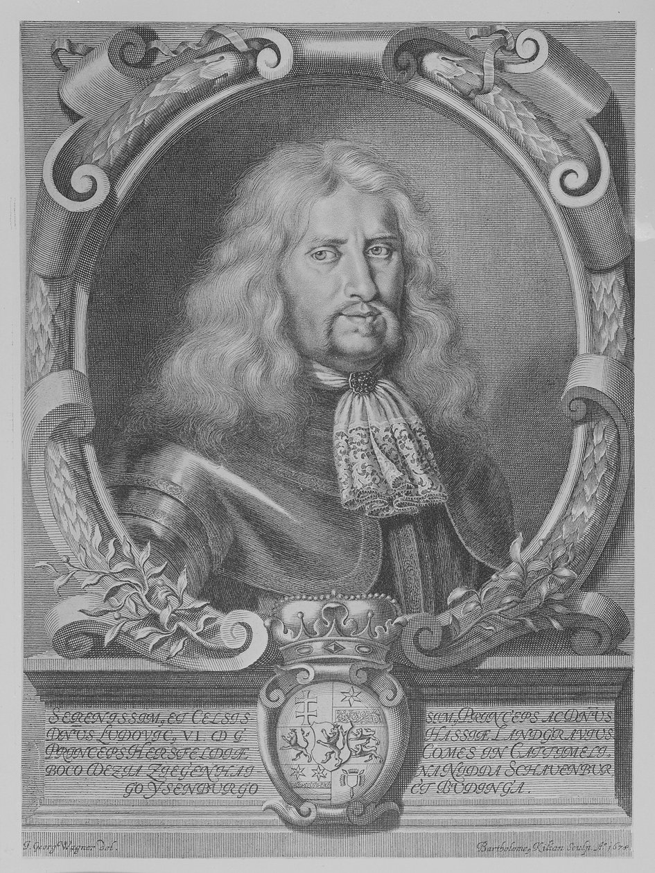 Ludwig VI, Hesse-Darmstadt földgrófja, II. Bartholomaus Kilian metszete, 1678 alkotó: Johann Georg Wagner