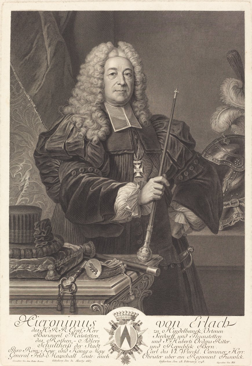 Erlachi János alkotó: Johann Georg Wille after Carlo Francesco Rusca, Cavalier