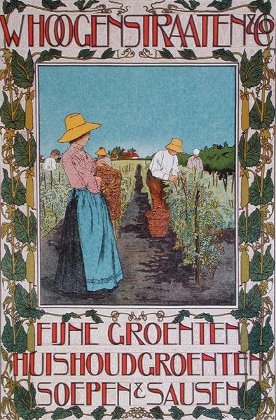 Harvesting peas, poster advertising 