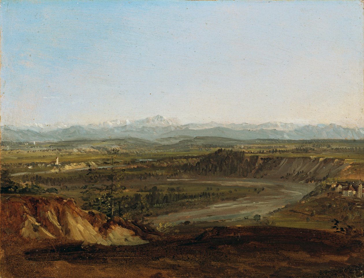 A Lech-völgy a Zugspitze látképével alkotó: Johann Georg von Dillis