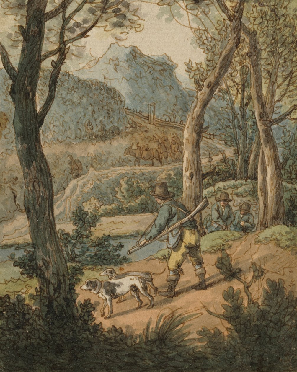 Vadász két kutyával alkotó: Johann Georg von Dillis