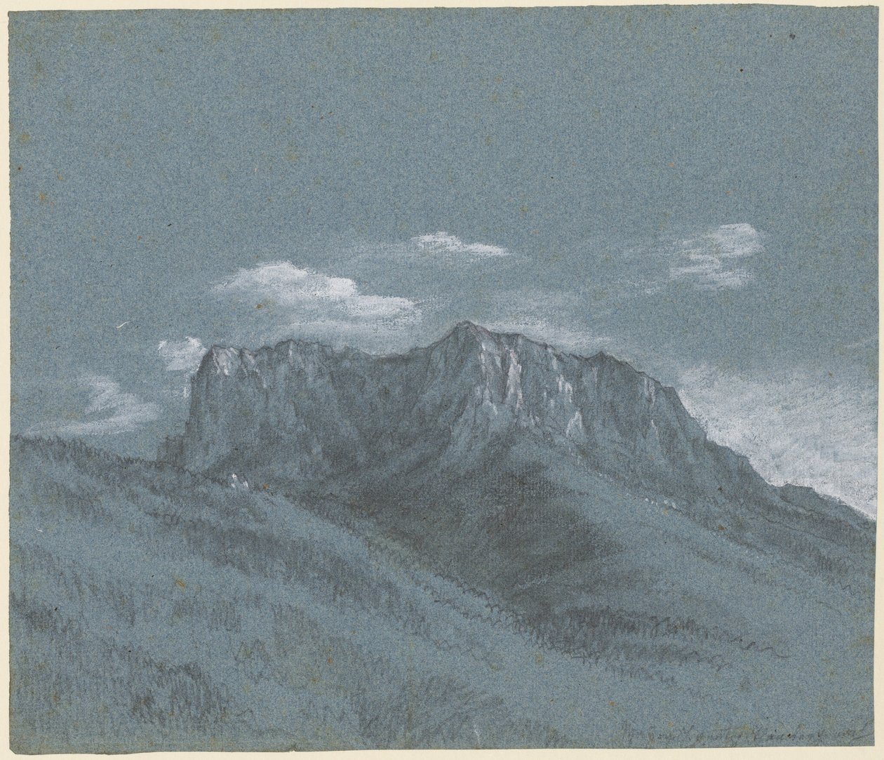 A Rauschberg, 1800 körül (fekete kréta, grafit és fehér gouache) alkotó: Johann Georg von Dillis