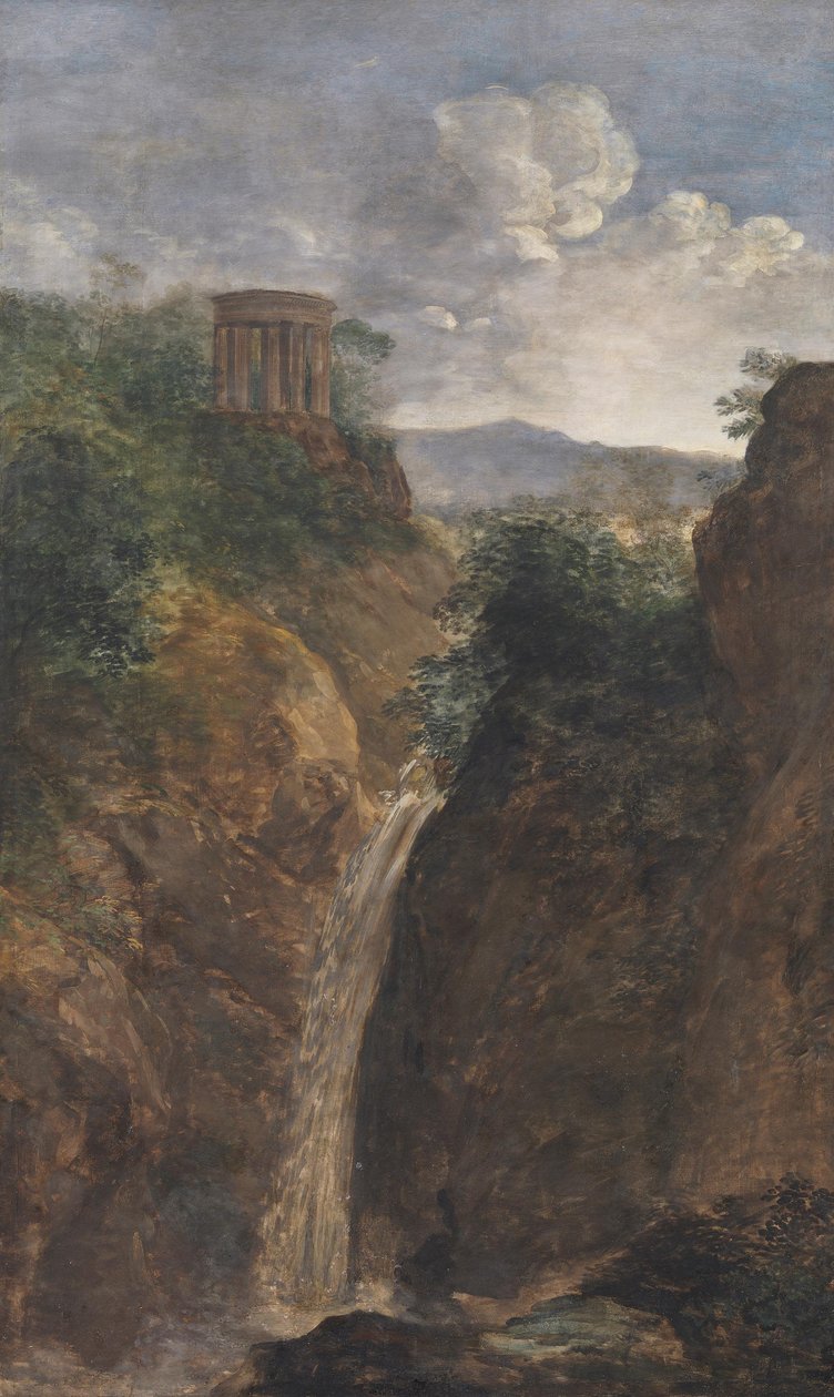 Vízesés és körtemplom Tivoli közelében alkotó: Johann Georg von Dillis
