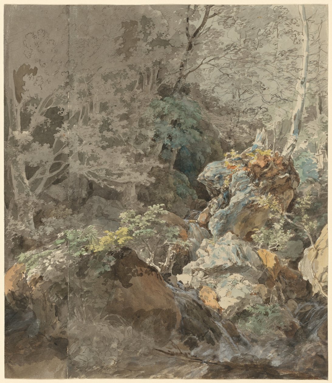 Vízesések egy hegyi erdőben, 1797. alkotó: Johann Georg von Dillis