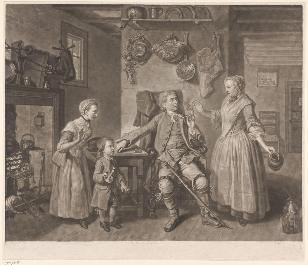 David Garrick színész portréja a hazatérő farmer szerepében alkotó: Johann Gottfried Haid