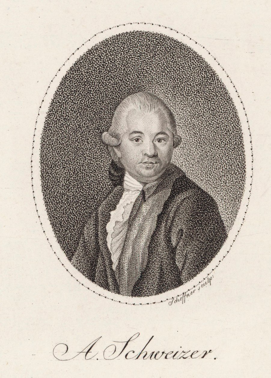 Anton Schweitzer zeneszerző portréja 1735-1787, 1785. alkotó: Johann Gottfried Scheffner
