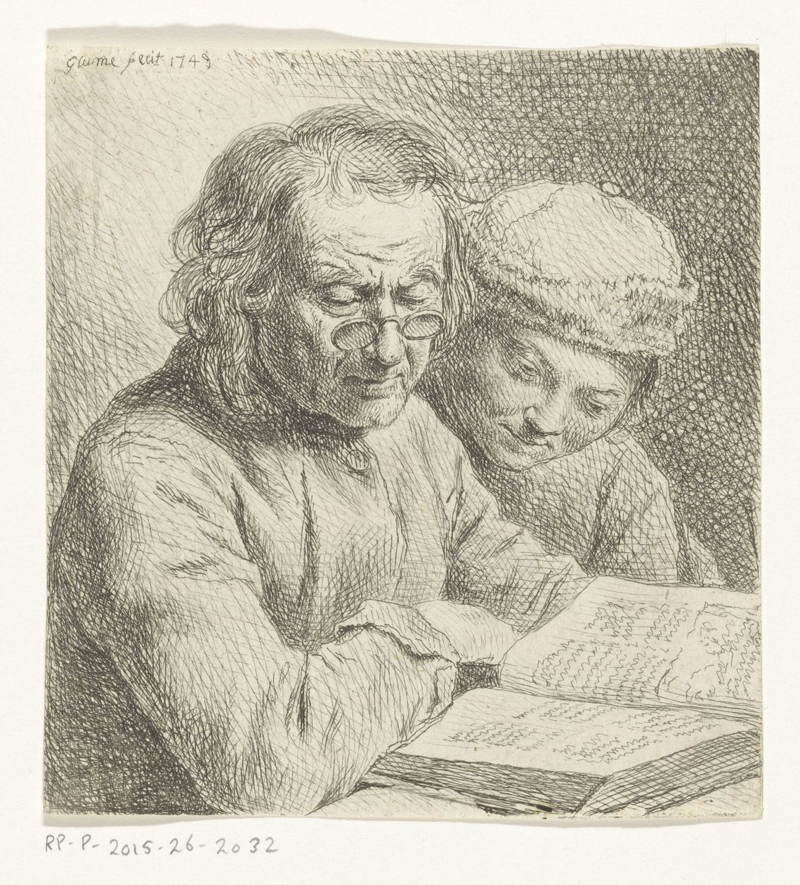 Férfi és fiú egy könyvben olvas alkotó: Johann Gottlieb Glume