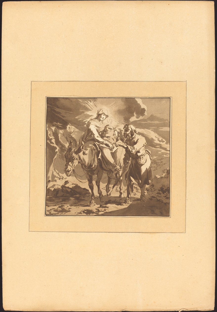 Repülés Egyiptomba alkotó: Johann Gottlieb Prestel after Nicolaes Pietersz Berchem