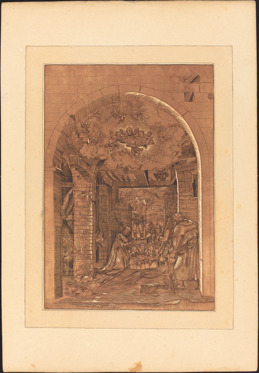 A Pásztorok imádata alkotó: Johann Gottlieb Prestel after a 16th Century German Artist