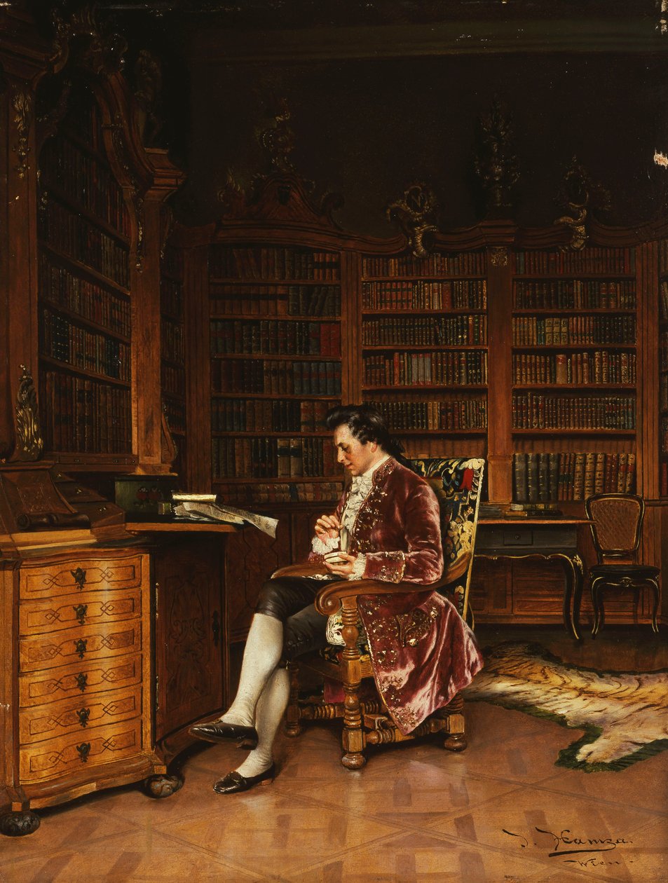 A könyvtárban, alkotó: Johann Hamza