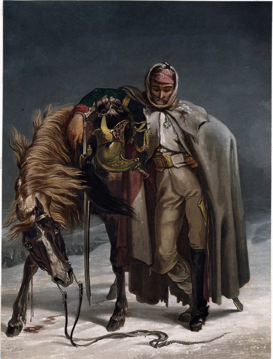 A svájci őrök dragonyosa az orosz hadjáratban - Bleuler, Johann Heinrich (1758-1823) - kb 1812 - Aquatint - 20,3x15,4 - Magángyűjtemény alkotó: Johann Heinrich Bleuler