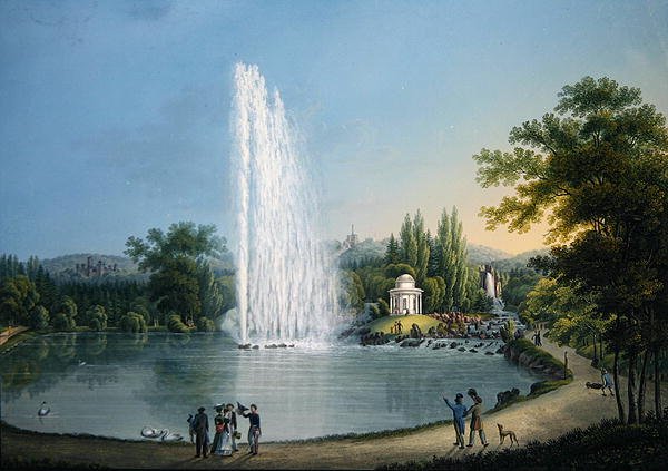 A Nagy Szökőkút, 1820 körül (színes litó) alkotó: Johann Heinrich Bleuler