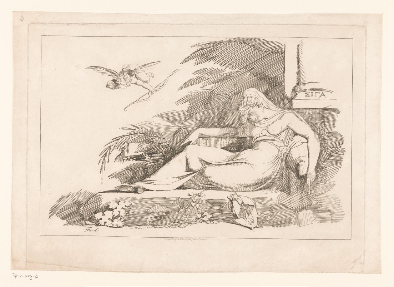 Alvó nő Cupidoval alkotó: Johann Heinrich Füssli