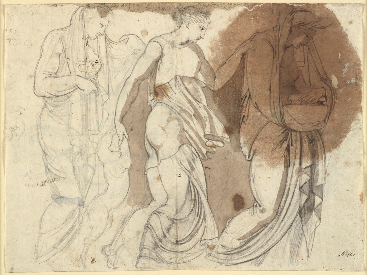 Három női alak, domborművesbe rendezve. Három Horae? (B.S.) alkotó: Johann Heinrich Füssli