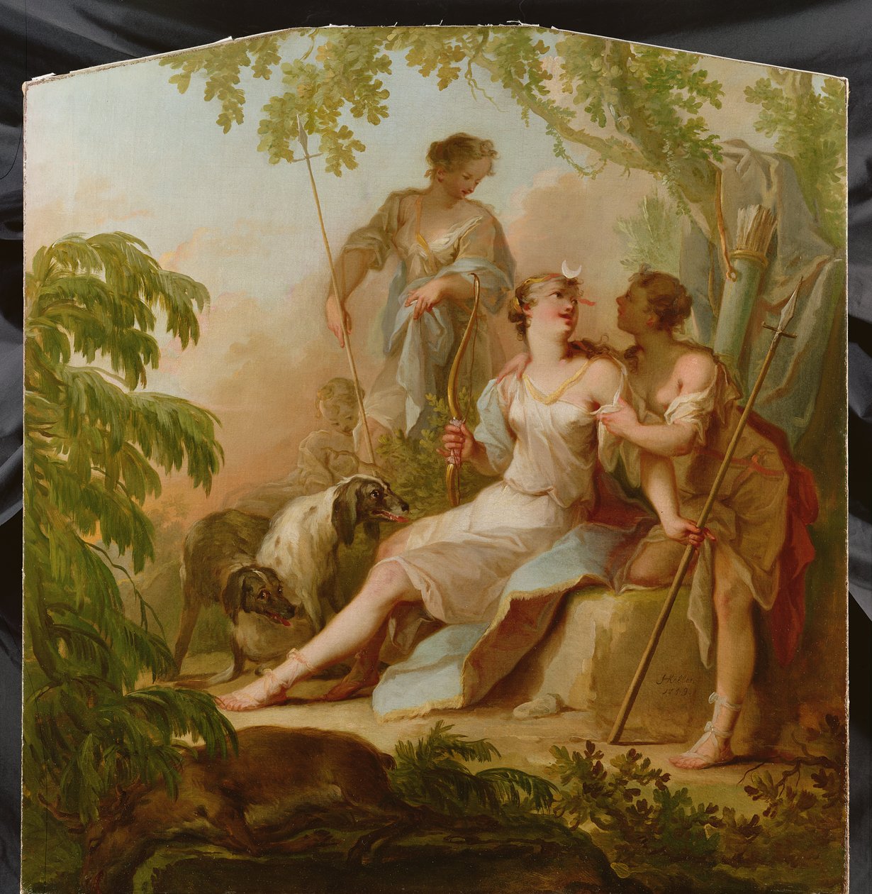 Diana pihen a vadászat után alkotó: Johann Heinrich Keller