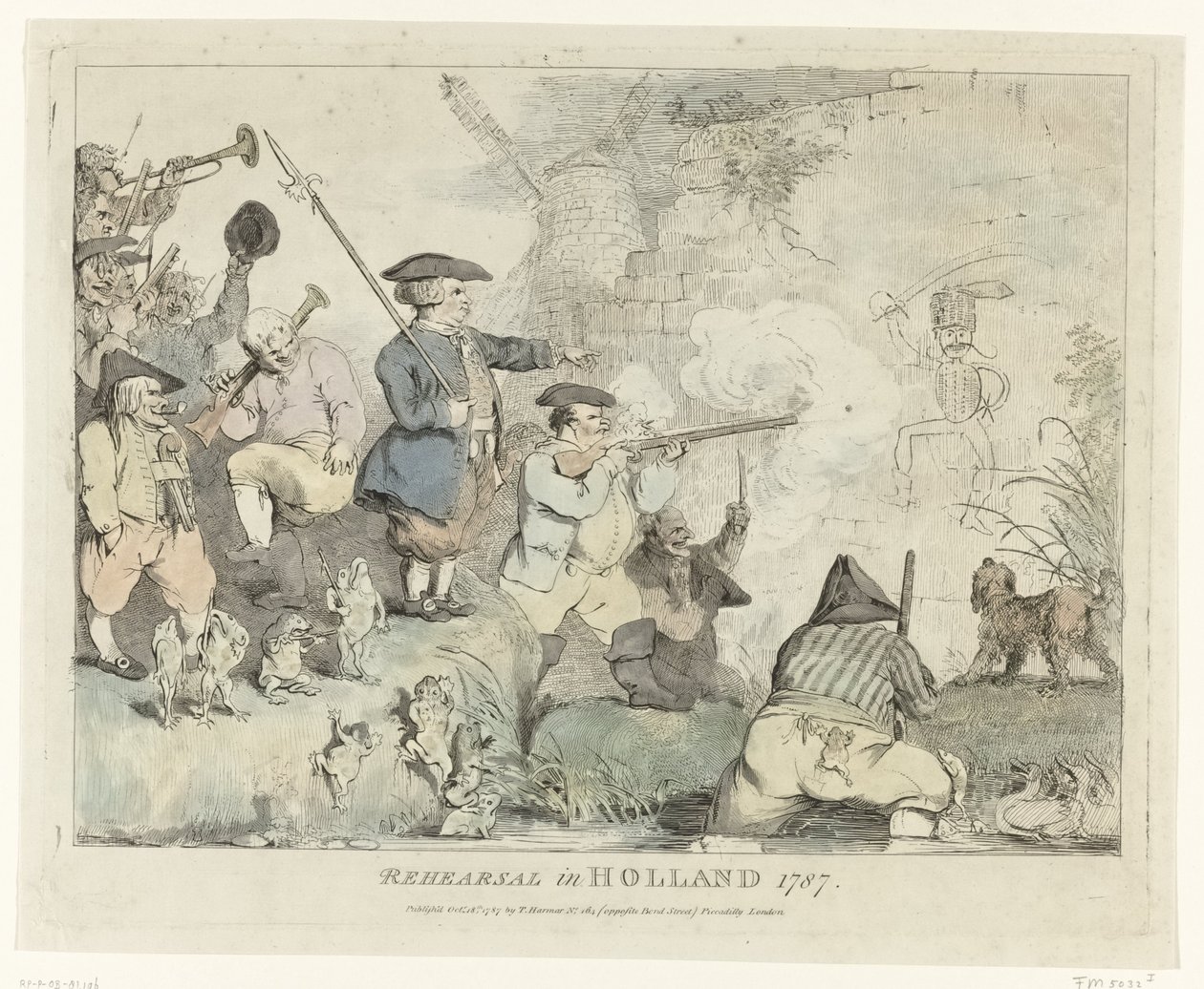 A próba Próba Hollandiában 1787 (cím a tárgyon) Négy angol rajzfilm a Patriotsról 1787-ben (sorozat címe) alkotó: Johann Heinrich Ramberg