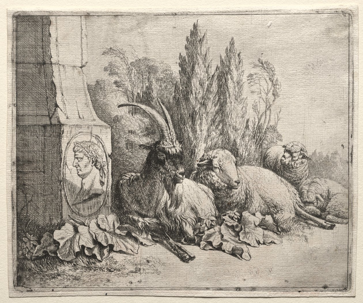 Mellszobor egy piramis alján alkotó: Johann Heinrich Roos