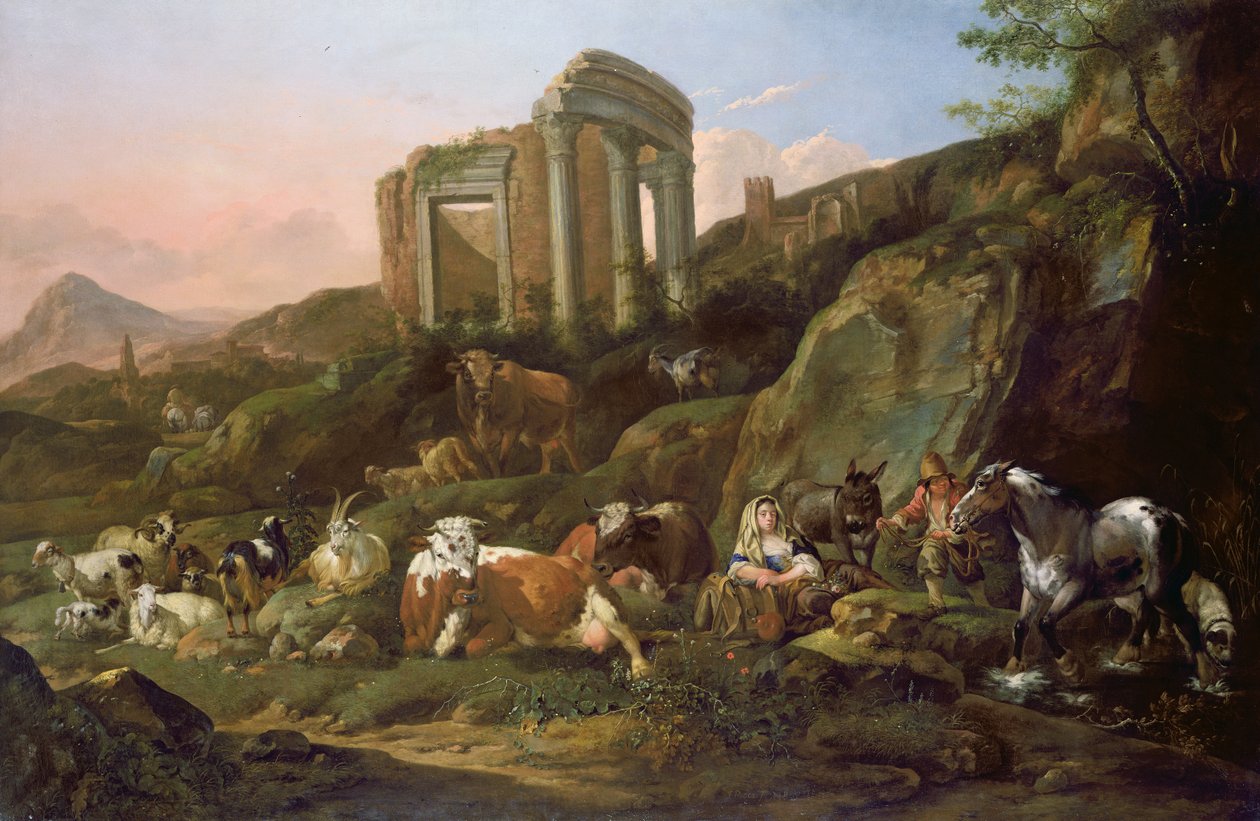 Haszonállatok klasszikus tájban, 1684 alkotó: Johann Heinrich Roos