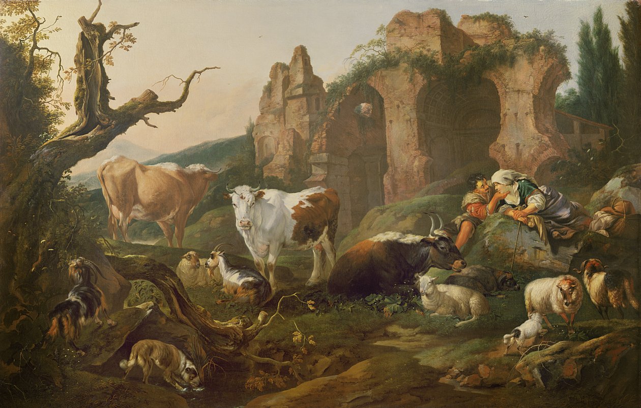 Haszonállatok egy tájban, 1685 alkotó: Johann Heinrich Roos