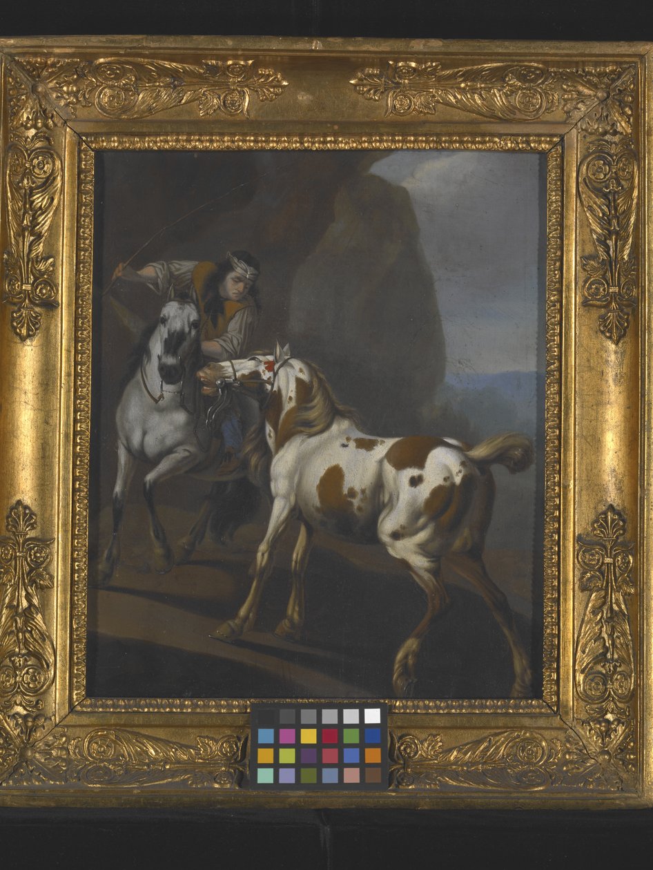Indian Taming A Horse (olaj, vászon) alkotó: Johann Heinrich Roos