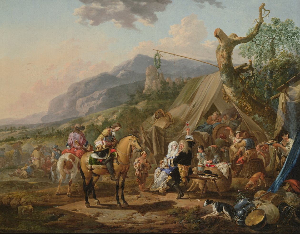 Katonai parancsnok egy hegyi táborban mulatósokkal alkotó: Johann Heinrich Roos