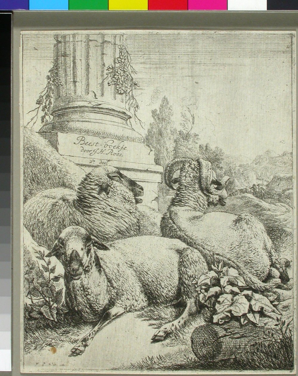 Juhok egy oszlop lábánál alkotó: Johann Heinrich Roos